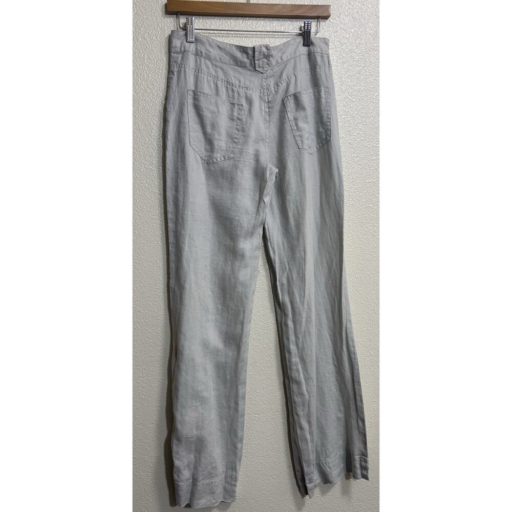 Linen Wide Leg Pants Tan Button Up Cottage Prairie Beach Coastal Women’s Size S - Picture 2 of 11
